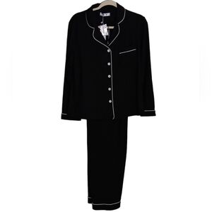 NWT  Cheibear Black With White Trim Long Sleeve  Women's Pajama Set. Siz…